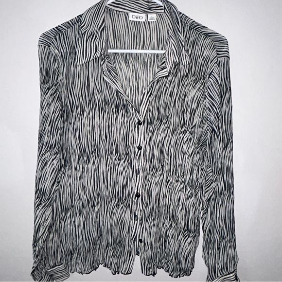 Cato Tops - Cato Black and White Abstract Blouse
